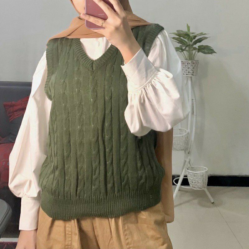 VEST RAJUT V NECK // OUTER VEST // VEST CARDI // CARDIGAN VEST