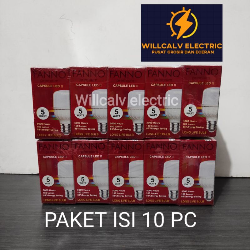 PAKET ISI 10 PC LAMPU LED KAPSUL / TABUNG 5W 5 WATT CAHAYA PUTIH