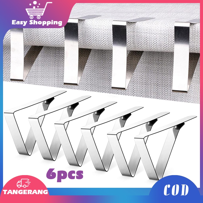 6pcs Klip Penjepit Taplak Meja Adjustable Stainless Table Cloth Holder/Penjepit Taplak Meja Rapih