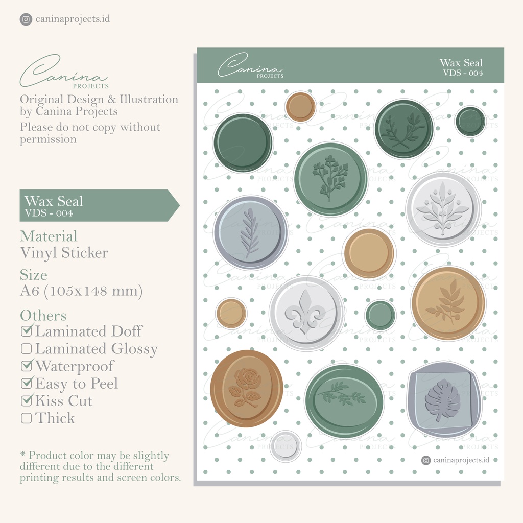 

Sticker Deco Journal Wax Seal Green Gold Silver VDS-004