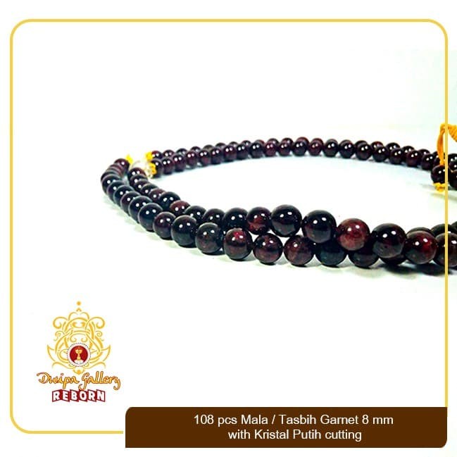 108 pcs Mala / Tasbih Garnet 8 mm with Kristal Putih cutting