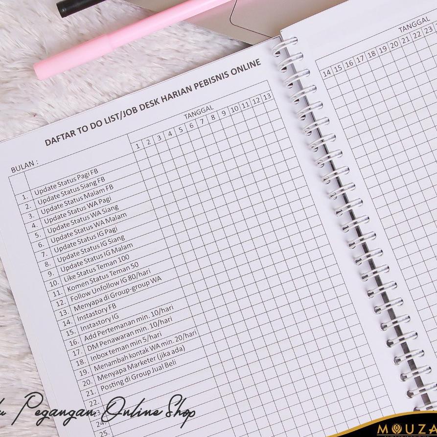 

Buku Pegangan Online Shop, Buku Catatan pembelian, list order, penjualan, kas, laporan laba dan stok