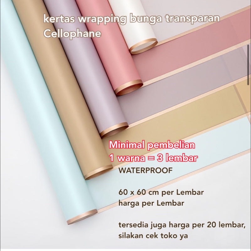 

SALW !FLOWER WRAPPING GOLD LINE COLOR (ECER) TRANSPARENT CELLOPHANE KERTAS BUKET BUNGA HAND BOUQUET