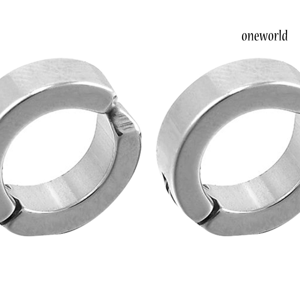 OW@ Ear Cuff Clip Cool Anti-rust Stainless Steel Punk Style Round Circle Earrings Men Jewelry for Party