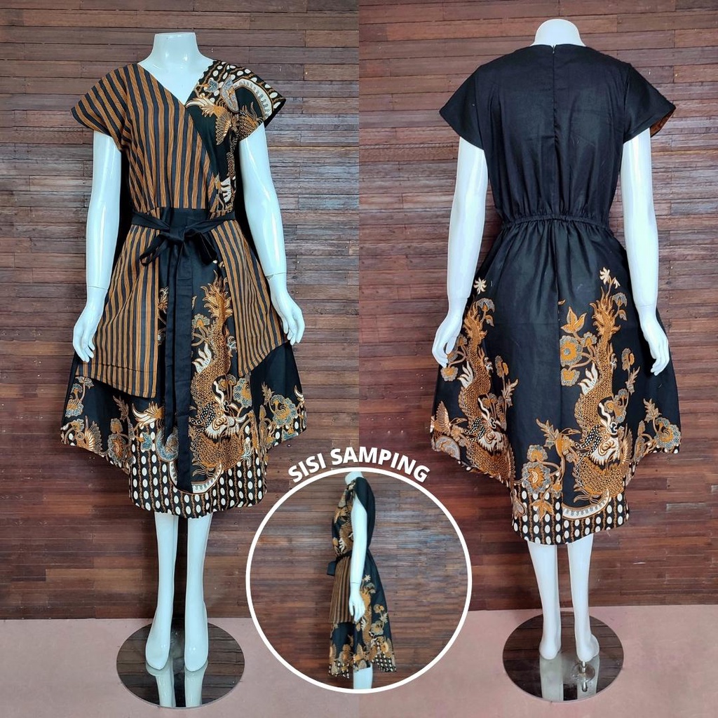 LANGITJUA BATIK SOLO - DRESS CASANDRA 01 | BAJU BATIK KONDANGAN WANITA MODERN