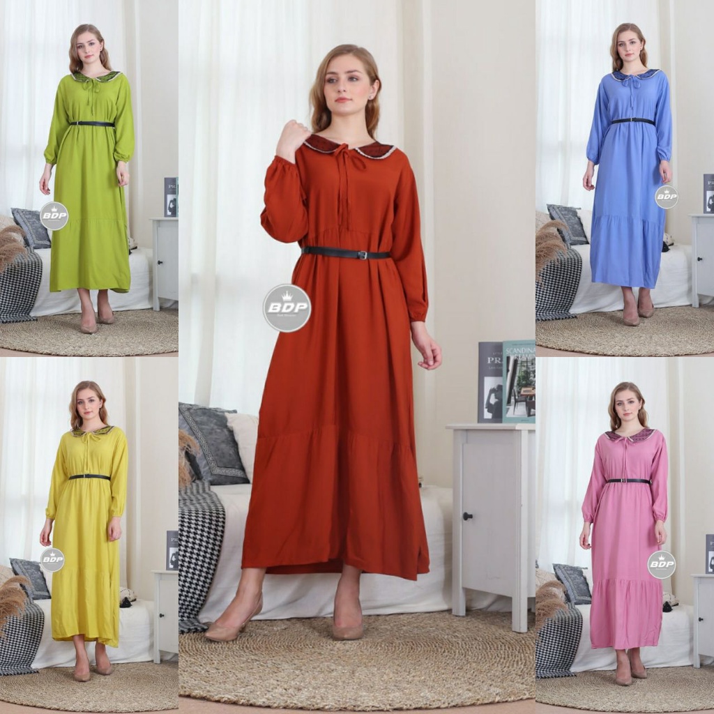 Dianputri - Daster Arab Zeema | Rayon Super Grade A | Resleting Depan Busui | Renda Milo Ori-7