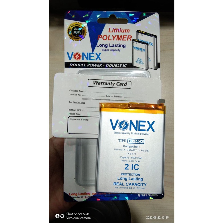 Baterai Double Power Infinix Smart 3 Plus (X627) BL-34CX Batre HP Vonex Original