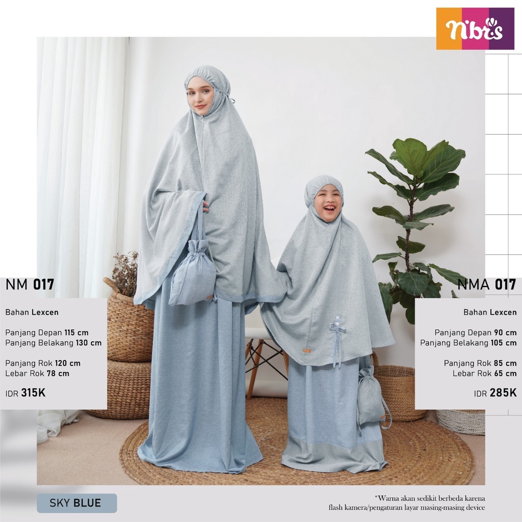 Nibras Mukena NM 17 NMA 17 Bahan Lexcen Mukena Couple Ibu dan Anak by NBRS