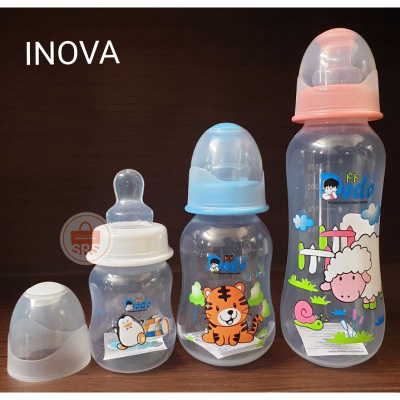 Botol Susu Dot Bayi 60ml, 125ml, 250ml BPA FREE Botol Nipple Silicone Dot Gepeng Dodo/Huki