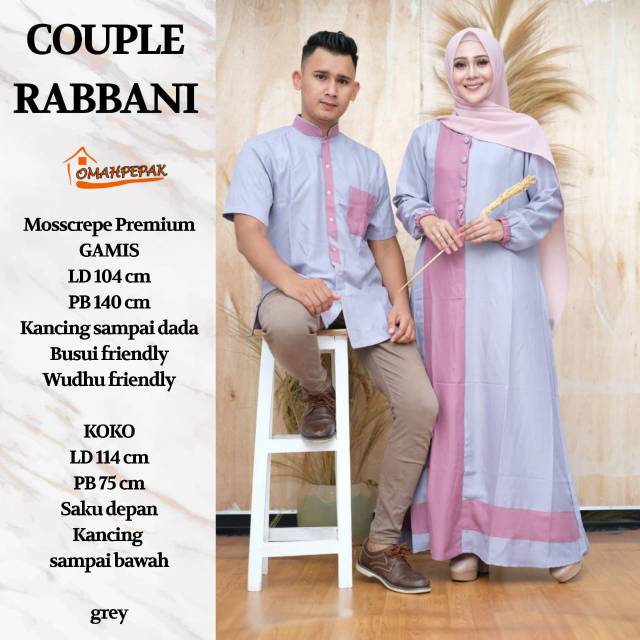 COUPLE GAMIS SARIMBIT KOKO DAN GAMIS COUPLE RABBANI