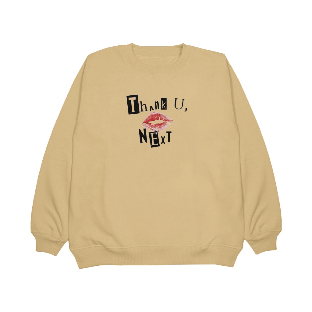 Sweater Wanita Crewneck ( Thank u Next ) Sweatshirt Bahan Fleece Tebal High Quality