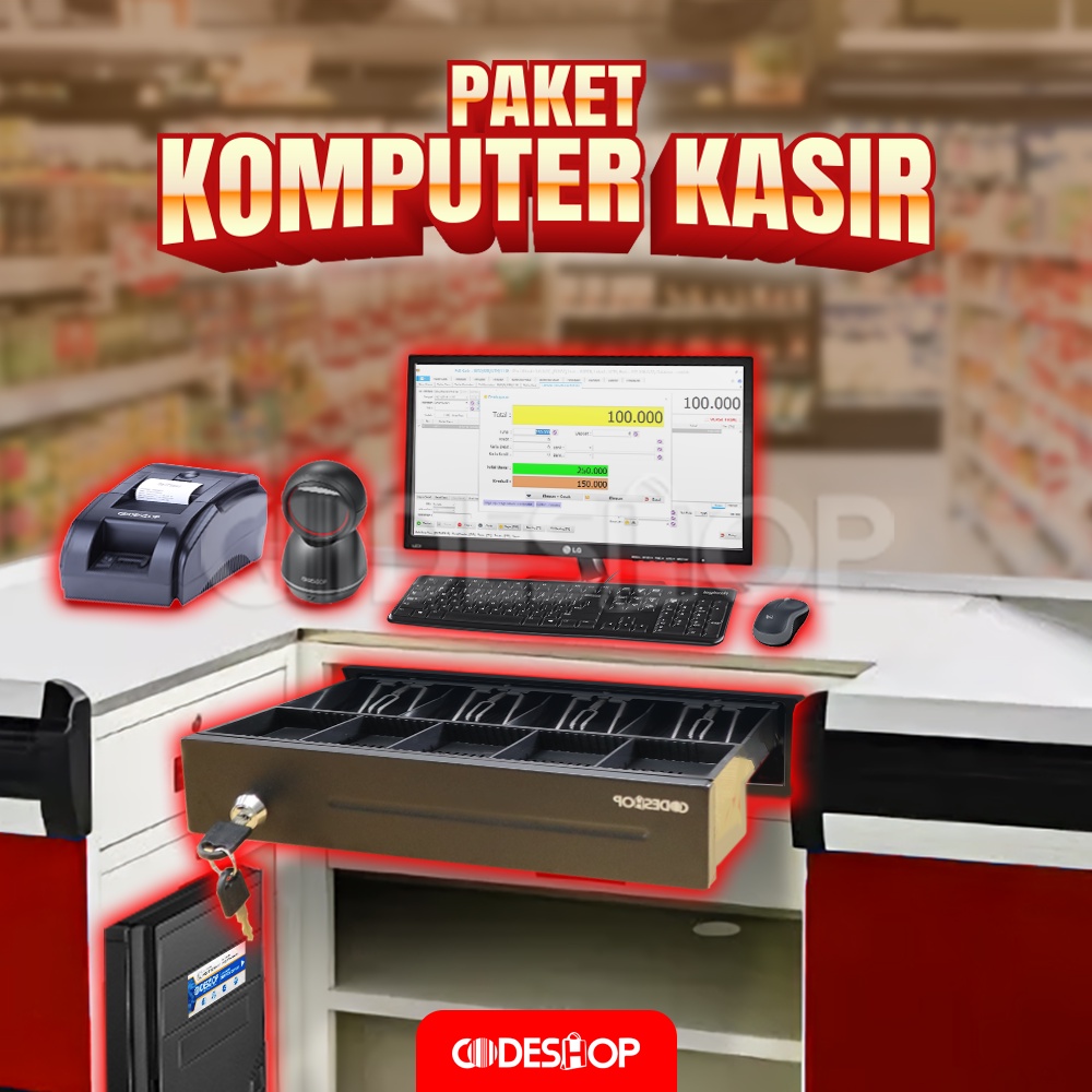 Paket Komputer Kasir IPOS 5 PRO + CD680 + CBT58I + CK335