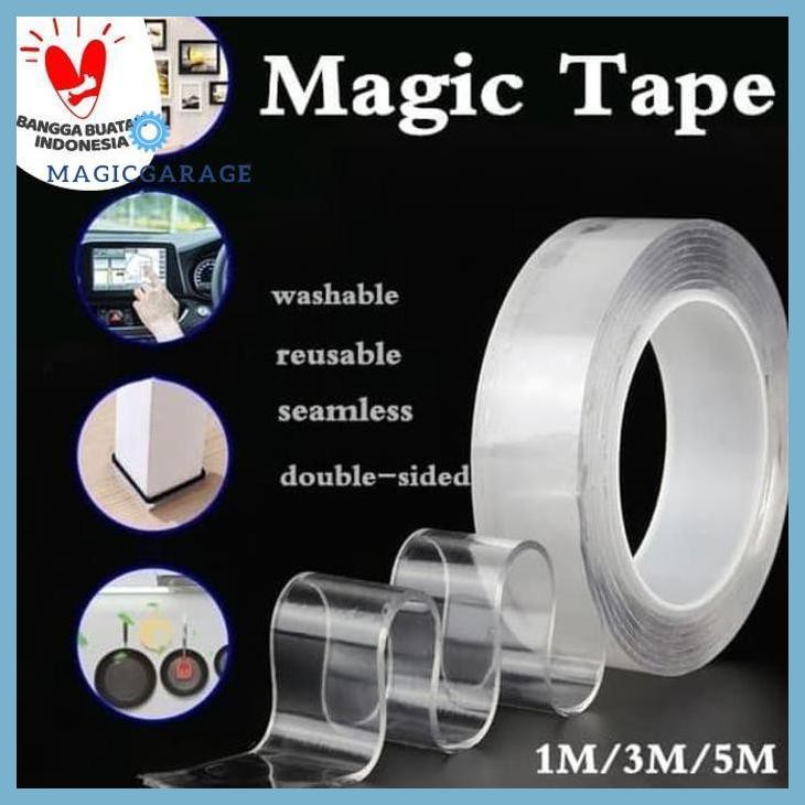 

Double Tape Nano Gel Bening Tahan Air 5M X 30Mm Super Kuat Bisa Cuci
