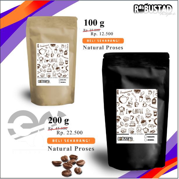 KOPI BUBUK ARABIKA NATURAL PROSES 100g , 200g , 500g