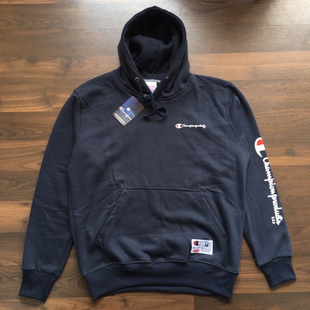 HOODIE CHAMPION X SUPREME NAVY BASIC FONT PREMIUM BRS HOODIE COWOK MURAH ARB