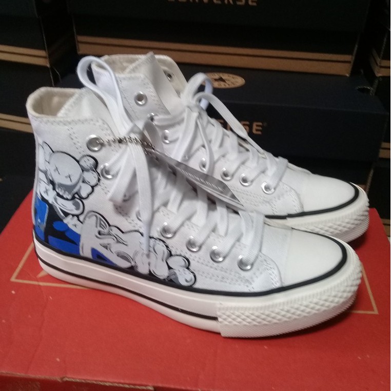 CONVERSE KAWS HIGH PREMIUM SEPATU CONVERSE CHUCK TAYLOR CONVERSE PRIA WANITA-PUTIH WHITE HIGHT