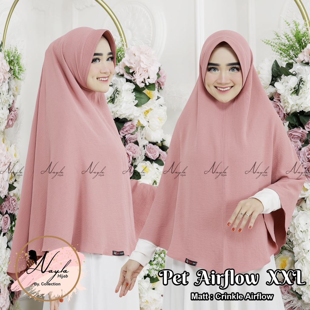 KERUDUNG INSTAN PET AIRFLOW SIZE XXL CRINKLE AIRFLOW JILBAB BERGO JUMBO NAYLA HIJA'B