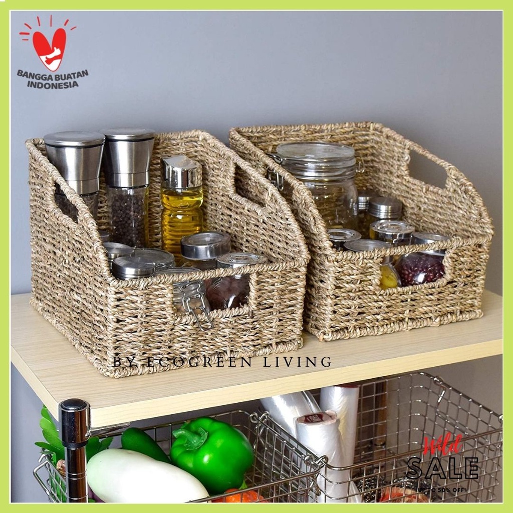 NEW - Water Hyacinth Hand Woven Organizing , Rak Bumbu , Laci , Drawer Serbaguna