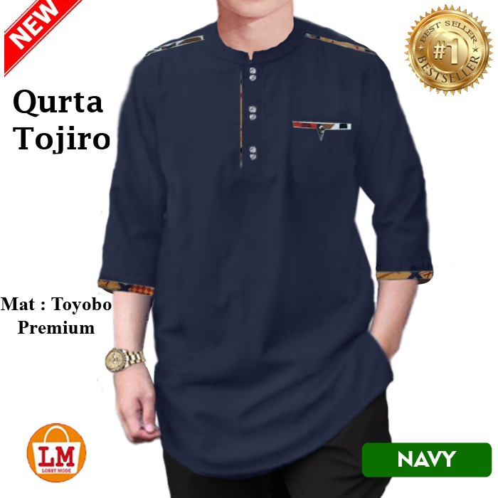 LOBBY MODE Baju Koko Pria Muslim QURTA TOJIRO bahan Toyobo Premium 23151 23153 23155 23157-3