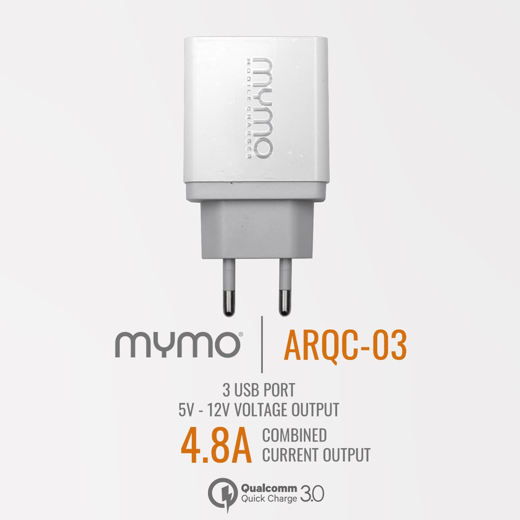 Travel Charger Adaptive Fast Charging 3 USB Port MYMO ARQC-03 Quick Charge 4.0 + Kabel Micro USB