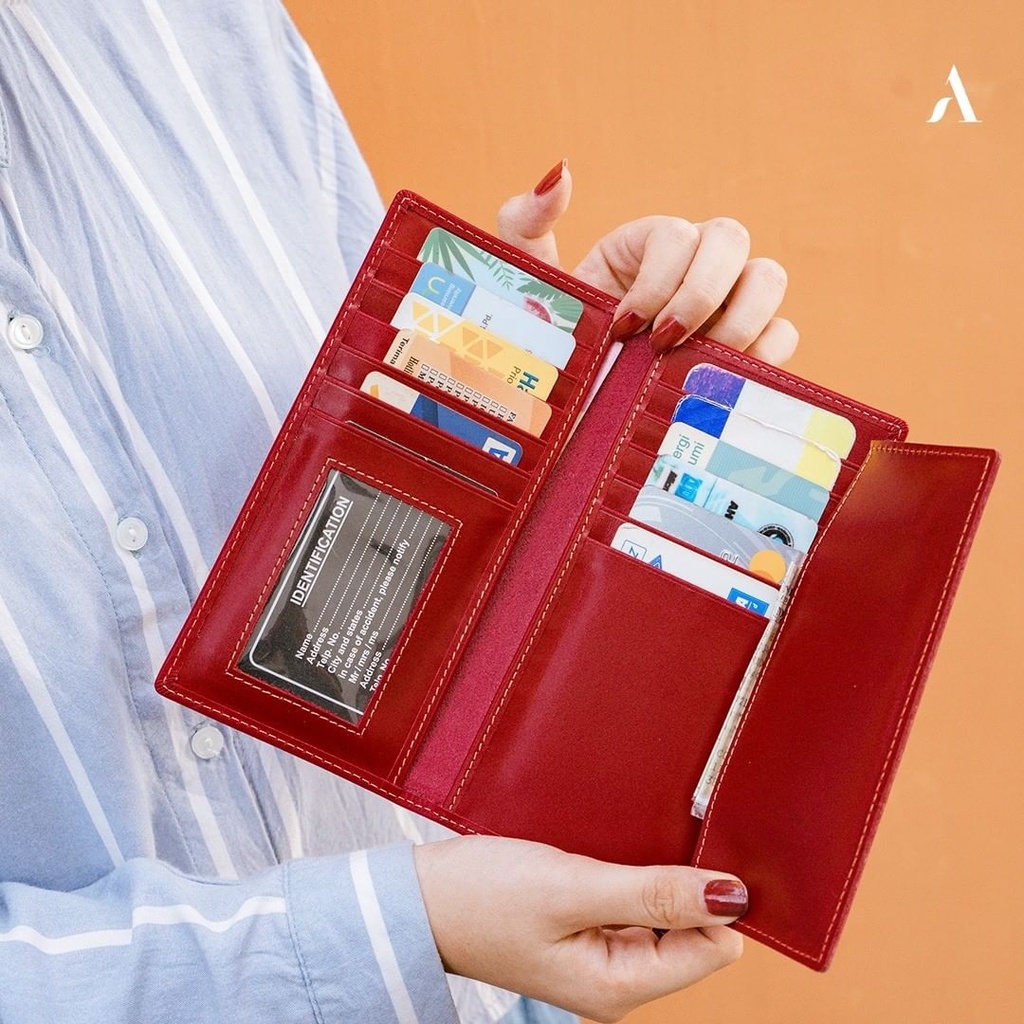 Dompet Kulit Panjang Wanita Dompet Kulit Asli Perempuan Terbaru Grosir COD Premium Original Branded Alona Aurelia (Amyra)