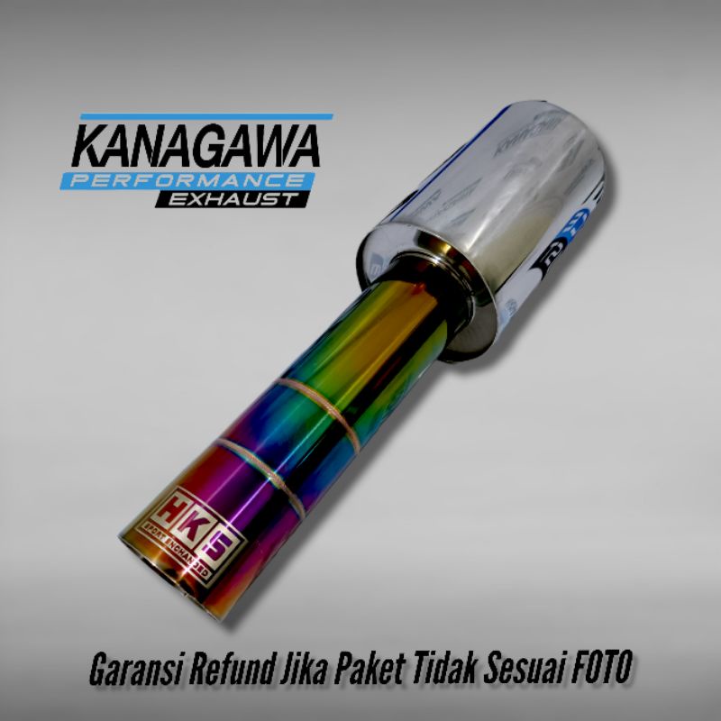 Knalpot Mobil HKS Racing Muffler Long Rainbow Bass Gahar Kering Nembak Full Stainless - Exhaust tip 