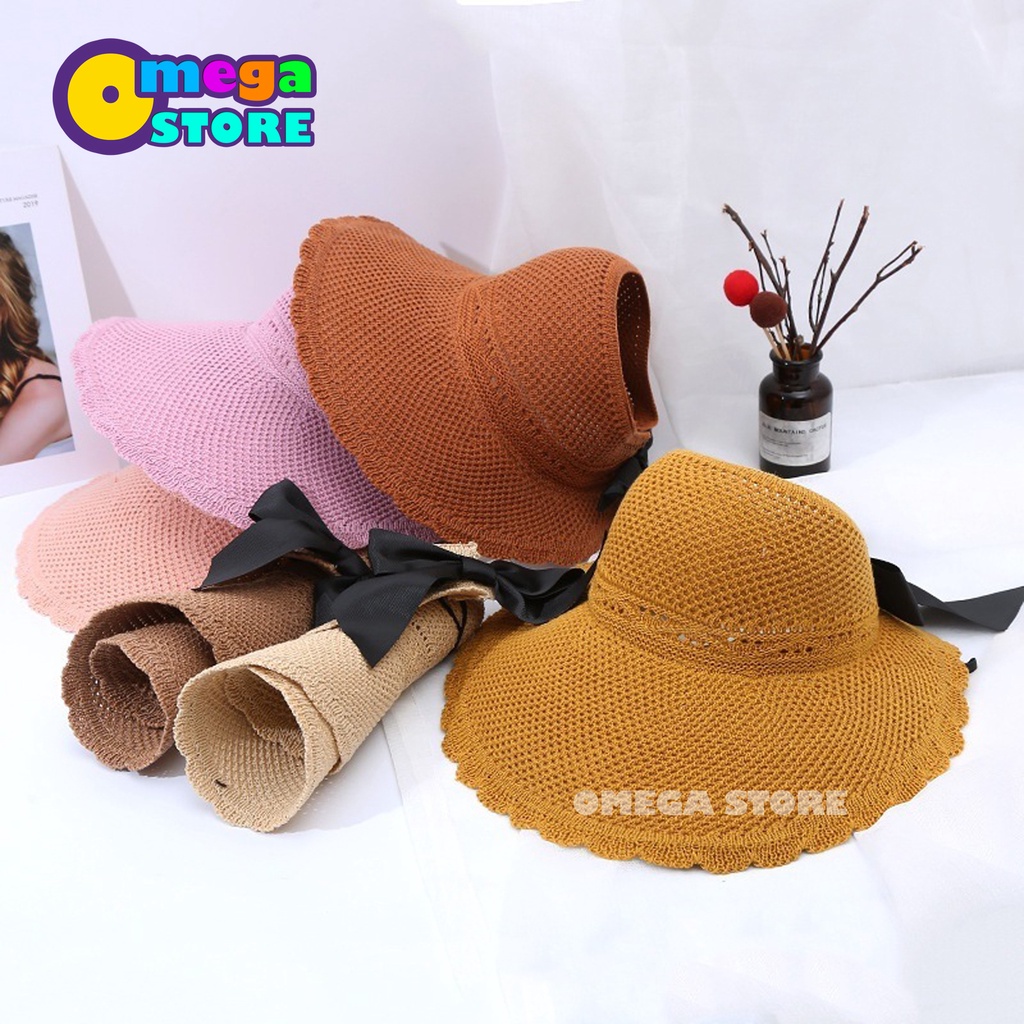 [O&amp;S] Topi Pantai Wanita Topi Rajut Topi UV Matahari Korea Fashion Sun Visor Hat-OS229