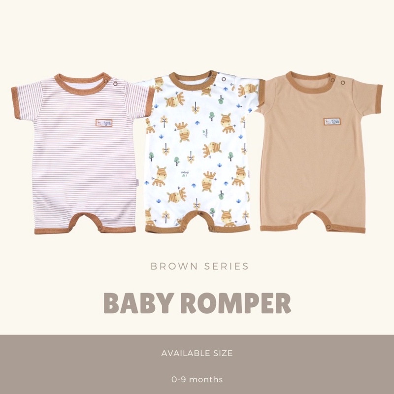 Nova Jumper Bayi Karakter Polos Coklat - Romper Pendek Bayi Nova 0-3 3-6 6-9 Bulan