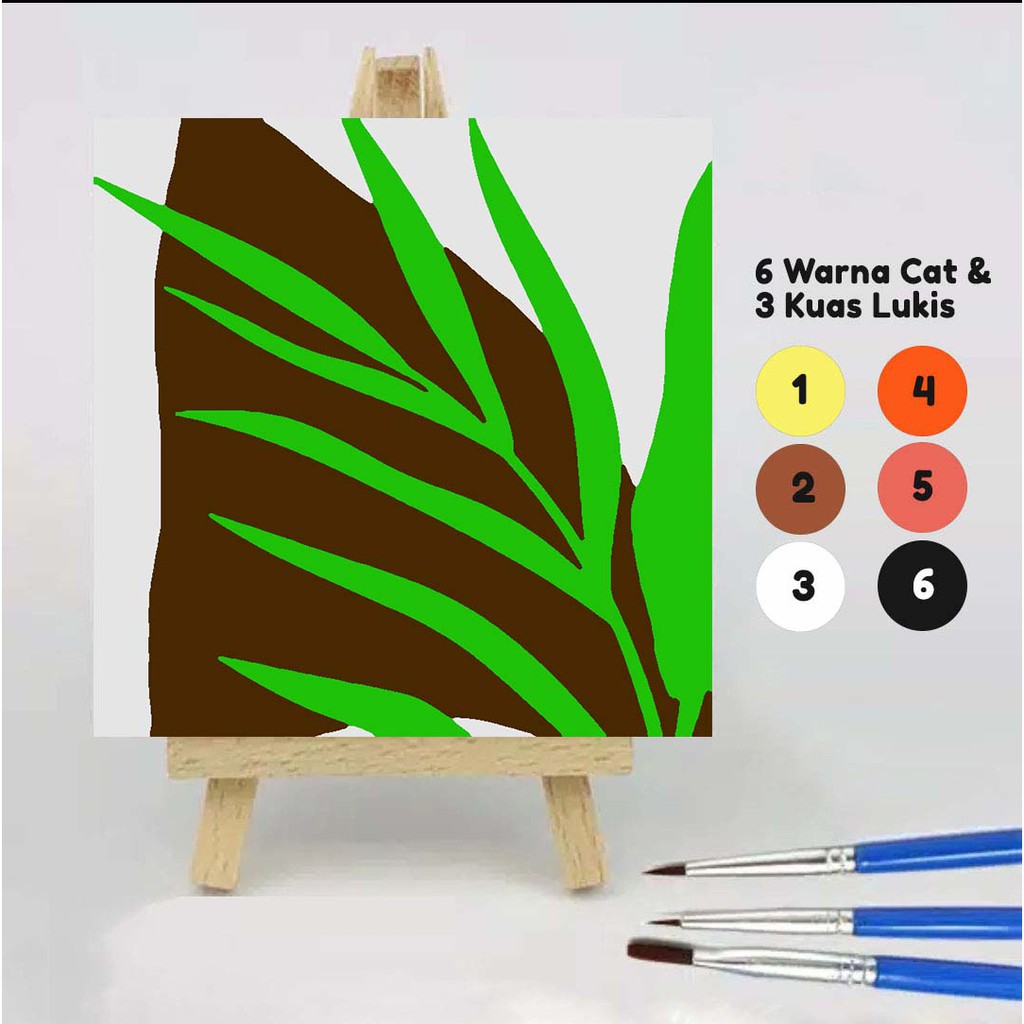 Paint by number TANAMAN 20x20 Wooden Painting kit/Set Melukis anak/Paket Mewarnai/DIY/Kerajinan