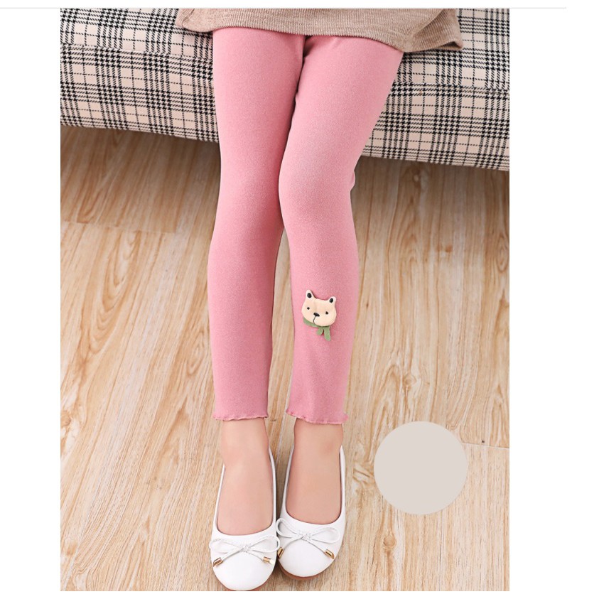 Legging buka kaki anak /remaja perempuan import kain polos motif cartoon