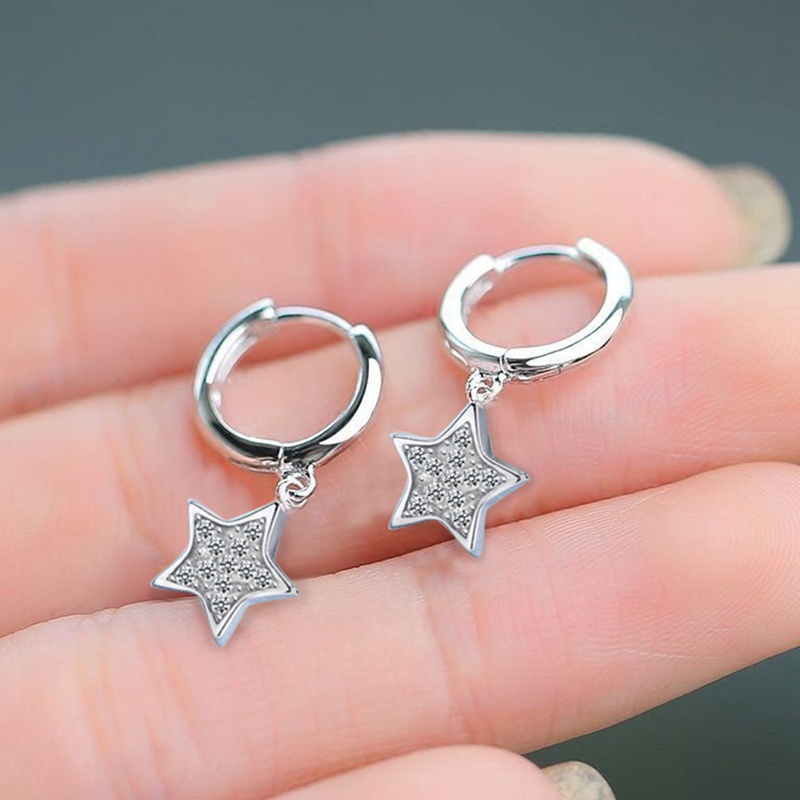 Hot Sale 925 Sterling Silver Luminous Zircon Star Stud Earrings For Women