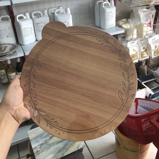 

Papan 30 bulat wood edition floral motif kayu cake board alas kue CUCI GUDANG 011