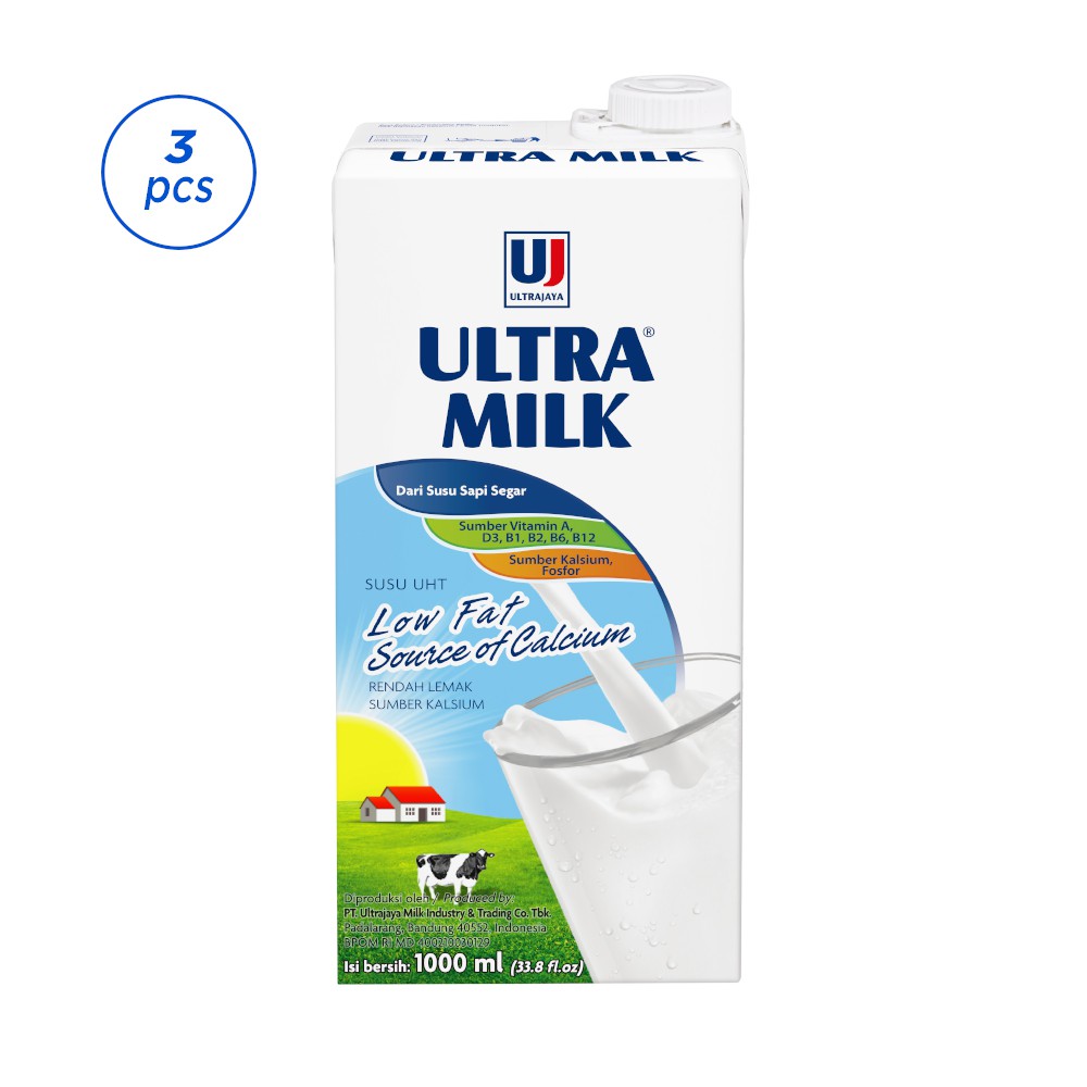 Jual Ultra Milk Susu Uht Low Fat Plain 3x1000ml Indonesiashopee Indonesia 4582