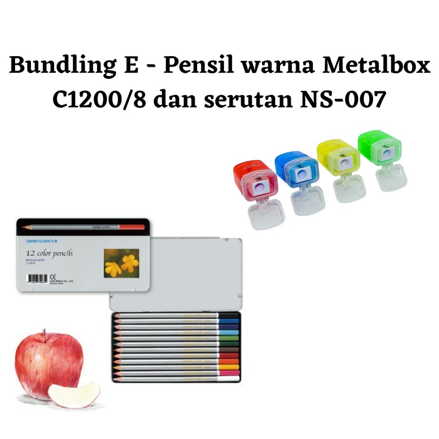 

Bundling E - Pensil warna Metalbox C1200/8 dan serutan NS-007
