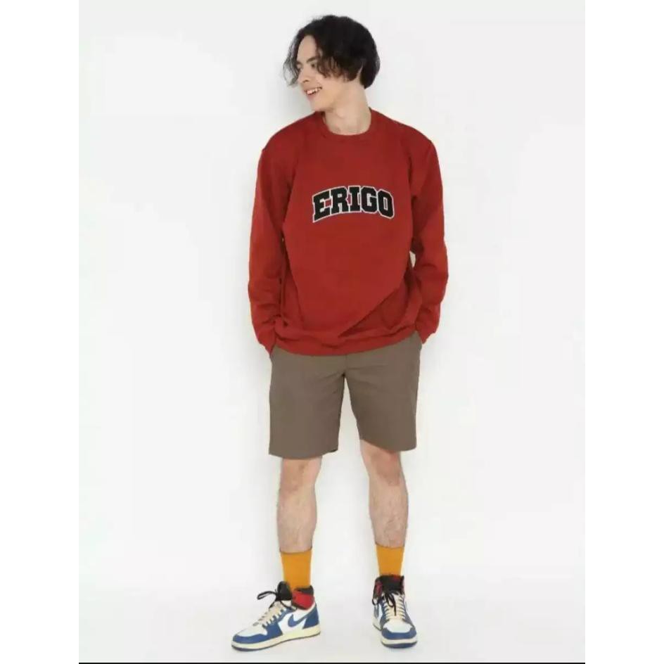 (COD) CRUWNECK ERIGO MERAH MAROON TEK BORDIL APPAREL PRIA & WANITA BAHAN COMBED 30S