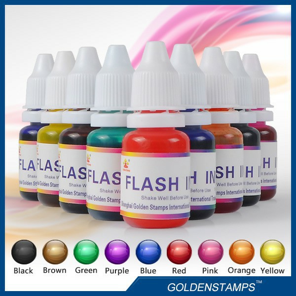 Tinta Stempel Flash 5 ml Refill Tinta Super Quality Warna Biru, Hitam, Hijau, Merah, Ungu, Kuning, Orange Stamp Tinta Refill Refil