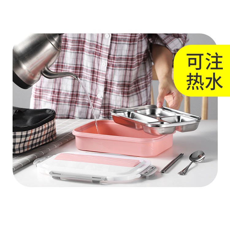 Lunch Box 4 Sekat - Kotak Bekal Makan set free sendok dan garpu
