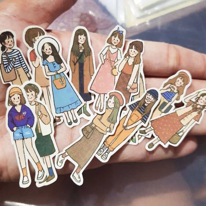 

15 pcs ootd girl jurnal edition | diy scrapbook | stiker aesthetic | stiker estetik | stiker doff