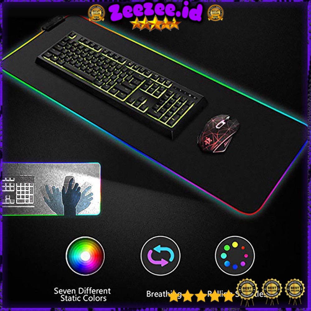 Gaming Mouse Pad RGB LED High Precision 300 x 780 x 4mm Black