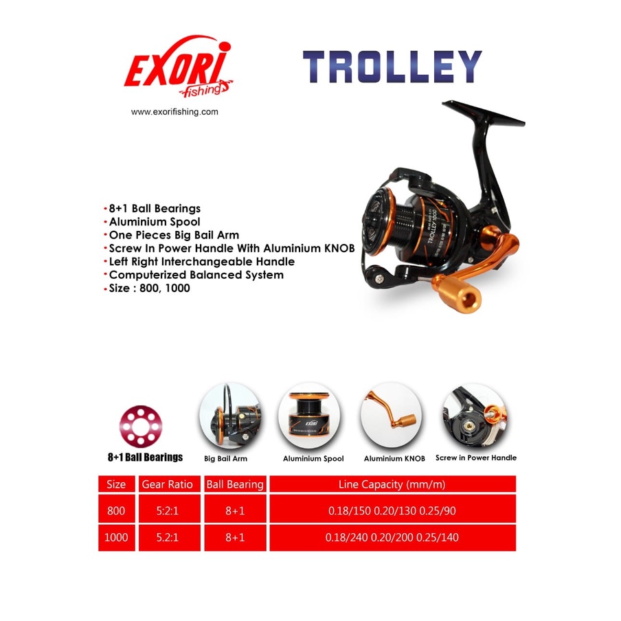 Reel SPINNING EXORI TROLLEY (POWER HANDLE)