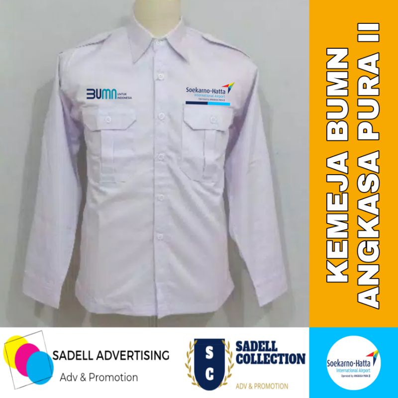 Kemeja PDH BUMN Angkasa Pura II Seragam PDH BUMN Angkasa Pura II Putih Lengan Panjang Pria