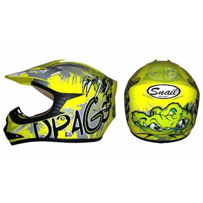 Helm cross anak snail motif drago warna kuning