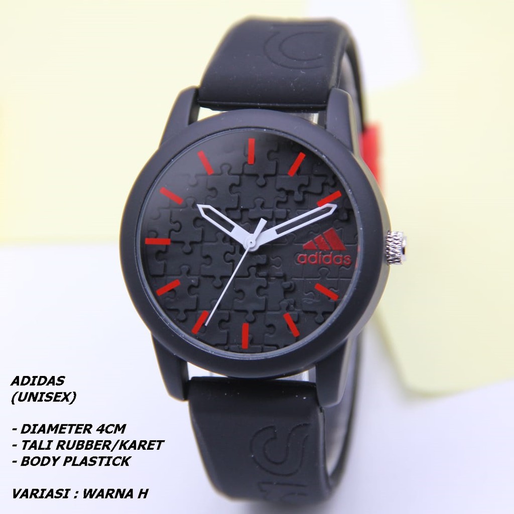 JAM TANGAN UNISEX TALI RUBBER BODY BULAT POLOS KNOP GERIGI