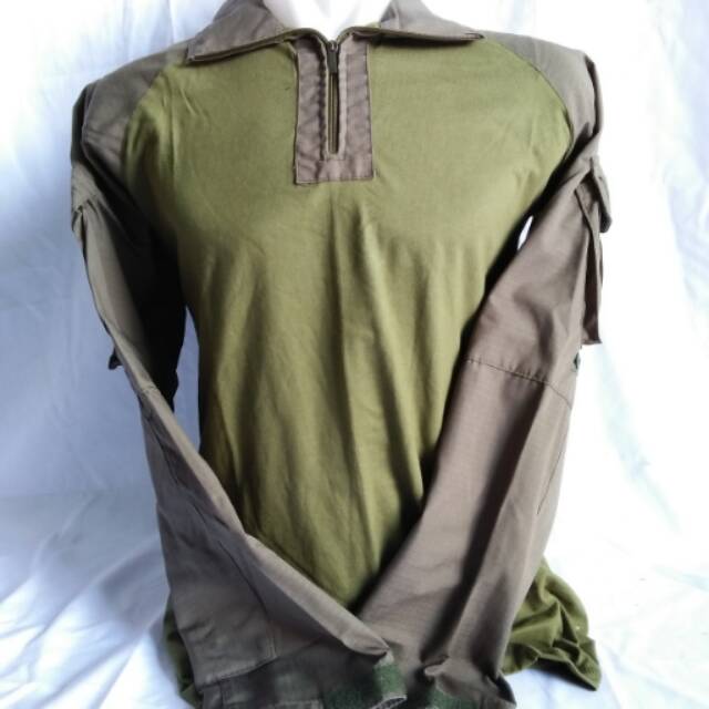 Combat shirt/kaos bdu lengan panjang hijau od/olive cotton ripstop+cardet 24s