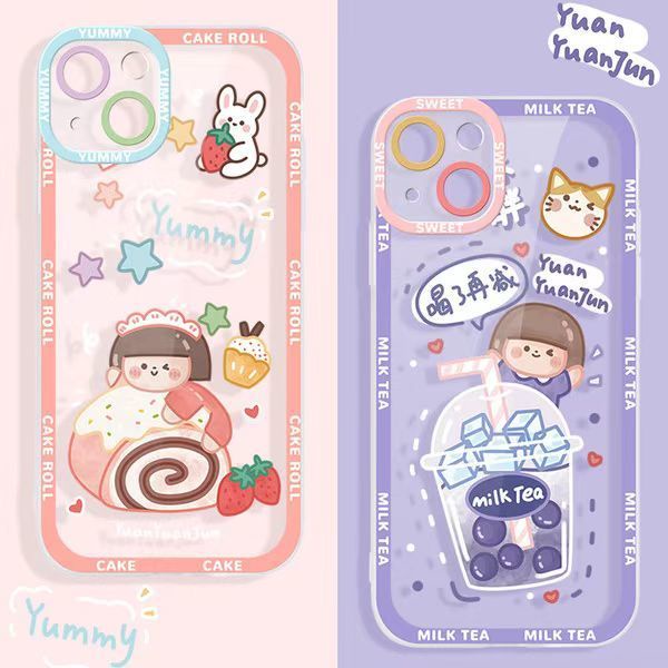 Soft Case Silikon TPU Transparan Motif Gadis Lucu Untuk IPhone 14 13 12 11 Pro XS Max X XR 8 7 6 6S Plus