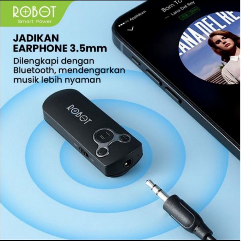 Robot RS10 Bluetooth Receiver 5.0 - Robot Bluetooth Audio Receiver Aux 3.5mm