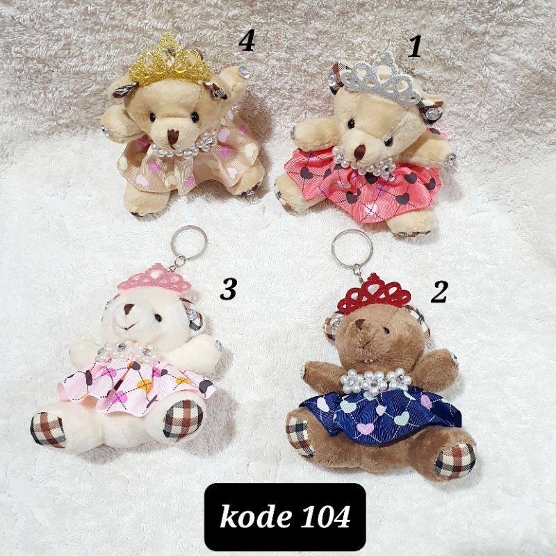 gantungan kunci boneka bear lucu imut mahkota 104