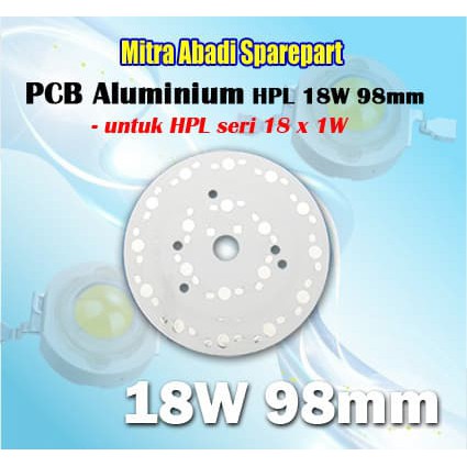 PCB LED Round Aluminium HPL 18W 98mm Bermutu