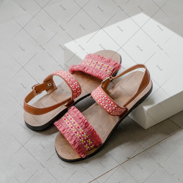 Pink square sandal  tali  sendal sepatu sendal lucu sendal 