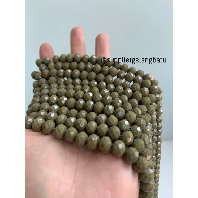 Kristal Ceko 10mm green hijau army bahan kreasi prakarya gelang kalung